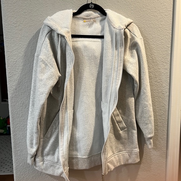 Zella Amazing Long Full Zip Hoodie - Ivory Dove Heather - Picture 3 of 3